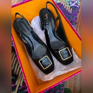 Tory Burch Black Georgia Slingback Heels